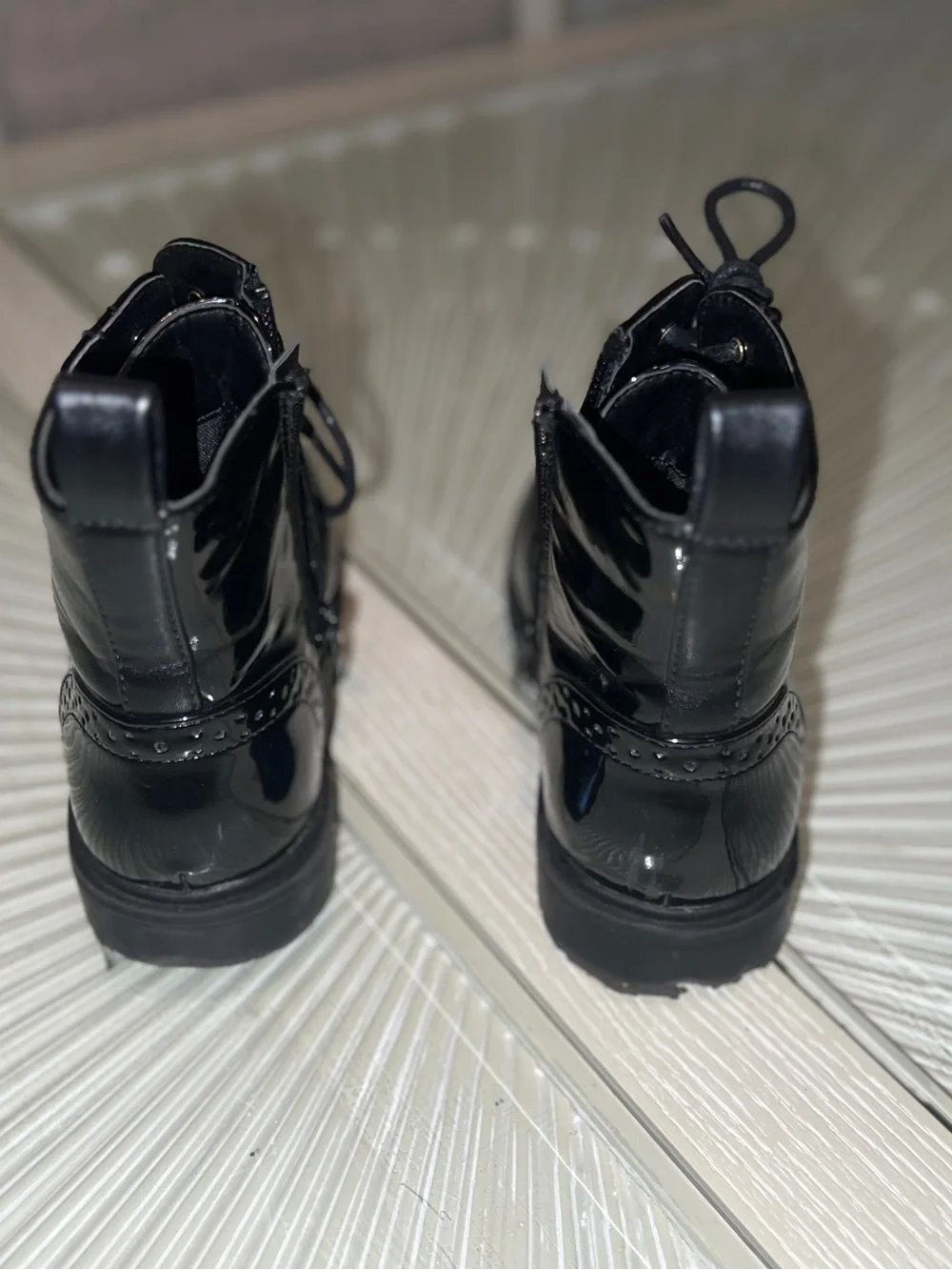 Dream Pairs Black Patent Lace-Up Boots
